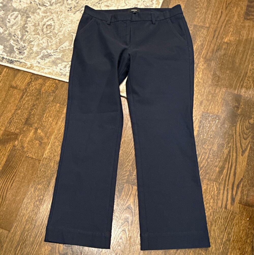 Theory Women’s Navy Solid Dress Pants Flat Front Stretch Pockets Size 4 Regular